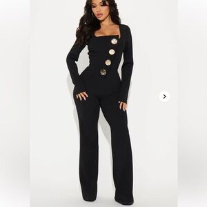 Fashion Nova Like You Mean It Long Sleeve Black Jumpsuit size XS
